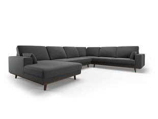 Панорамный правый угловой velvet диван Hebe, 6 мест, темно-серый цвет цена и информация | Угловые диваны | pigu.lt