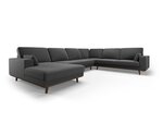 Панорамный правый угловой velvet диван Hebe, 6 мест, темно-серый цвет