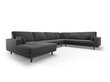 Panoraminė dešinioji kampinė velvet sofa Hebe, 6 sėdimos vietos, tamsiai pilka цена и информация | Minkšti kampai | pigu.lt
