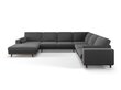 Panoraminė dešinioji kampinė velvet sofa Hebe, 6 sėdimos vietos, tamsiai pilka kaina ir informacija | Minkšti kampai | pigu.lt