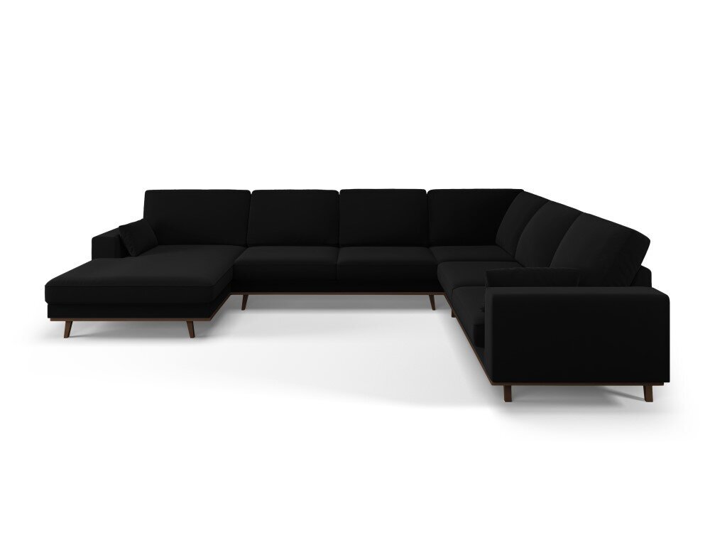 Panoraminė dešinioji kampinė velvet sofa Hebe, 6 sėdimos vietos, juoda цена и информация | Minkšti kampai | pigu.lt