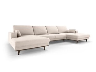 Panoraminė velvet sofa Hebe, 6 sėdimos vietos, smėlio spalva kaina ir informacija | Minkšti kampai | pigu.lt