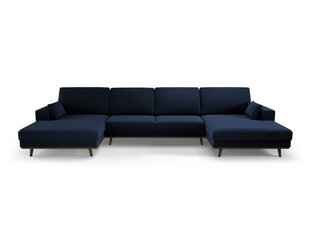 Panoraminė velvet sofa Hebe, 6 sėdimos vietos, tamsiai mėlyna kaina ir informacija | Minkšti kampai | pigu.lt