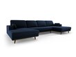 Panoraminė velvet sofa Hebe, 6 sėdimos vietos, tamsiai mėlyna цена и информация | Minkšti kampai | pigu.lt