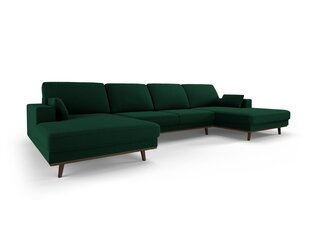 Panoraminė velvet sofa Hebe, 6 sėdimos vietos, žalio butelio sp. kaina ir informacija | Minkšti kampai | pigu.lt