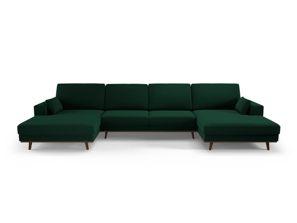 Panoraminė velvet sofa Hebe, 6 sėdimos vietos, žalio butelio sp. цена и информация | Minkšti kampai | pigu.lt