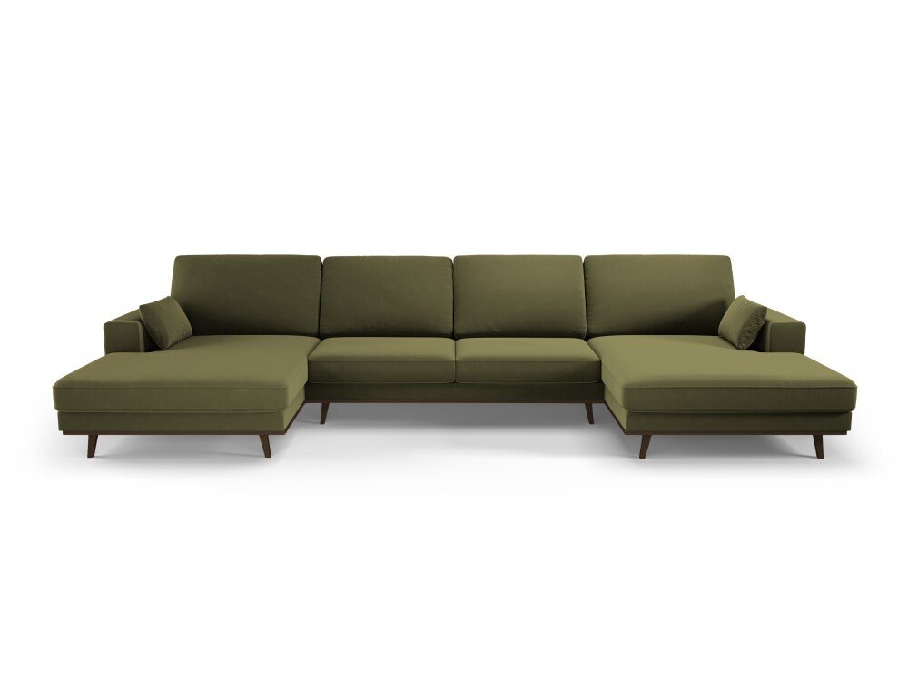 Panoraminė velvet sofa Hebe, 6 sėdimos vietos, žalia kaina ir informacija | Minkšti kampai | pigu.lt