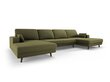 Panoraminė velvet sofa Hebe, 6 sėdimos vietos, žalia kaina ir informacija | Minkšti kampai | pigu.lt