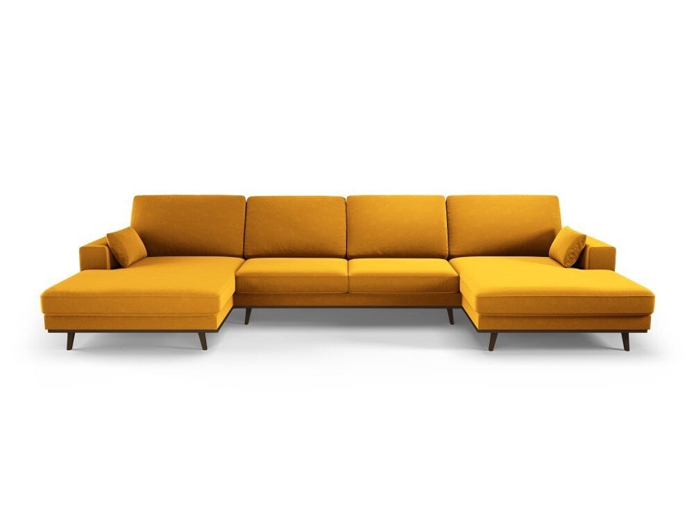 Panoraminė velvet sofa Hebe, 6 sėdimos vietos, geltona (garstyčių) цена и информация | Minkšti kampai | pigu.lt