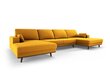 Panoraminė velvet sofa Hebe, 6 sėdimos vietos, geltona (garstyčių) kaina ir informacija | Minkšti kampai | pigu.lt
