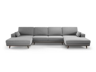 Panoraminė velvet sofa Hebe, 6 sėdimos vietos, pilka kaina ir informacija | Minkšti kampai | pigu.lt