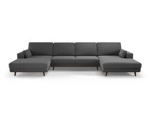 Панорамный velvet диван Hebe, 6 мест, темно-серый цвет цена и информация | Угловые диваны | pigu.lt