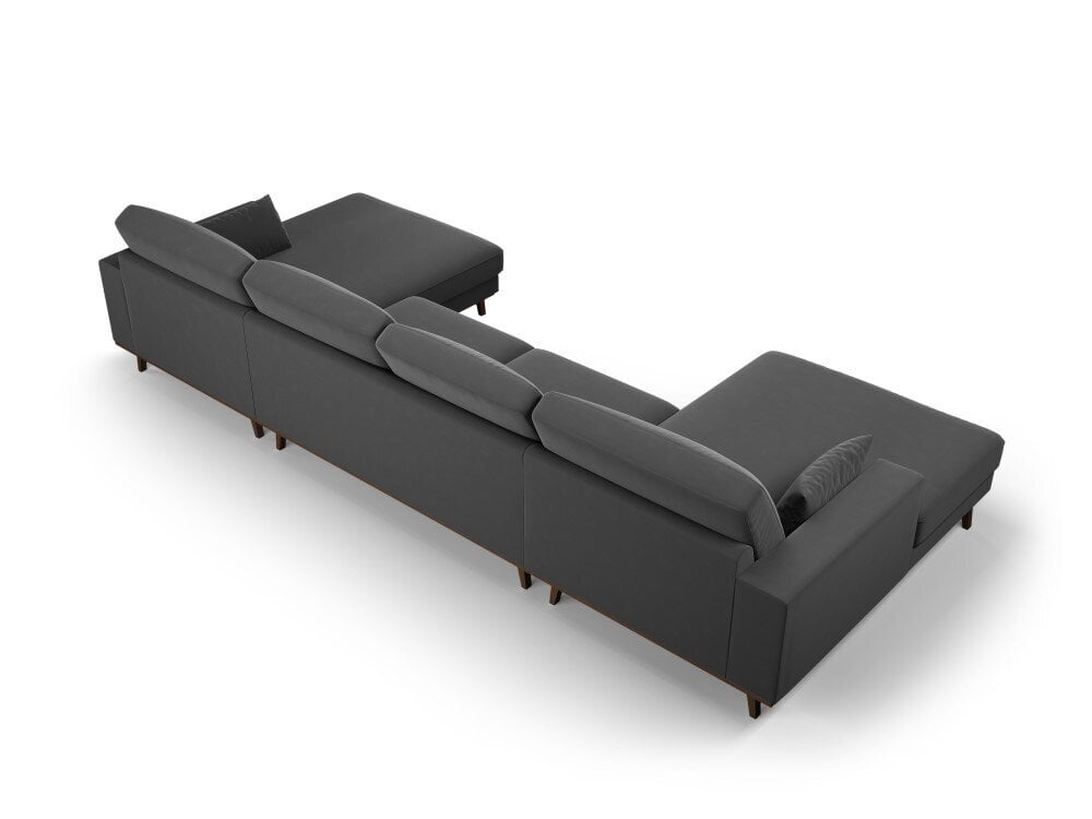Panoraminė velvet sofa Hebe, 6 sėdimos vietos, tamsiai pilka kaina ir informacija | Minkšti kampai | pigu.lt