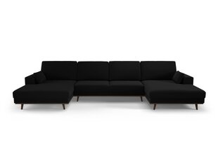 Panoraminė velvet sofa Hebe, 6 sėdimos vietos, juoda kaina ir informacija | Minkšti kampai | pigu.lt