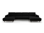 Panoraminė velvet sofa Hebe, 6 sėdimos vietos, juoda