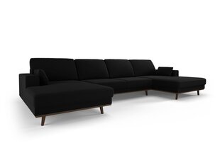 Panoraminė velvet sofa Hebe, 6 sėdimos vietos, juoda kaina ir informacija | Minkšti kampai | pigu.lt
