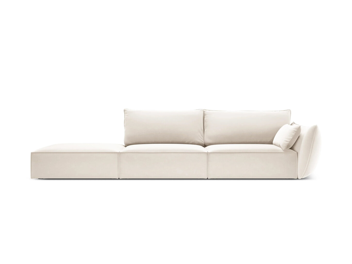 Velvet sofa Vanda (kairinė), 4 sėdimos vietos, šv. smėlio sp. цена и информация | Minkšti kampai | pigu.lt