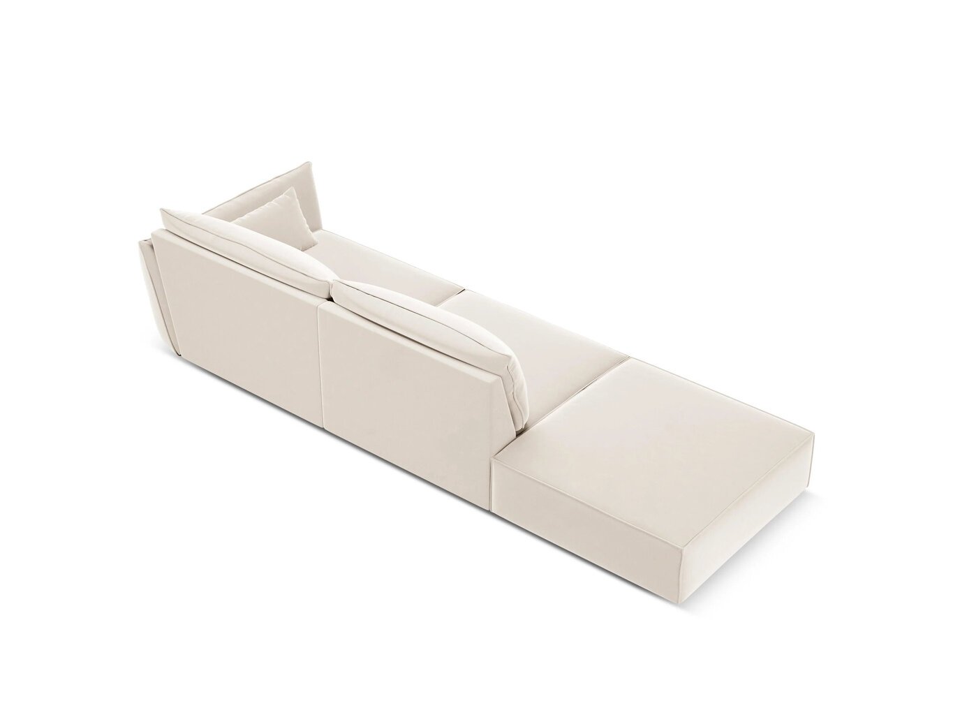Velvet sofa Vanda (kairinė), 4 sėdimos vietos, šv. smėlio sp. цена и информация | Minkšti kampai | pigu.lt