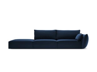 Velvet sofa Vanda (kairinė), 4 sėdimos vietos, tamsiai mėlyna kaina ir informacija | Minkšti kampai | pigu.lt