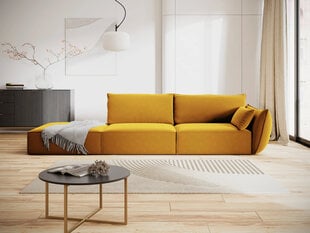 Velvet sofa Vanda (kairinė), 4 sėdimos vietos, geltona kaina ir informacija | Minkšti kampai | pigu.lt