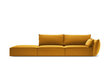 Velvet sofa Vanda (kairinė), 4 sėdimos vietos, geltona kaina ir informacija | Minkšti kampai | pigu.lt