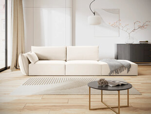 Velvet sofa Vanda (dešininė), 4 sėdimos vietos, šv. smėlio sp. kaina ir informacija | Minkšti kampai | pigu.lt