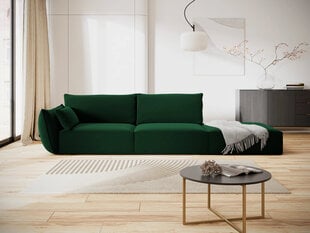 Velvet sofa Vanda (dešininė), 4 sėdimos vietos, žalio butelio sp. kaina ir informacija | Minkšti kampai | pigu.lt