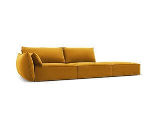 Velvet sofa Vanda (dešininė), 4 sėdimos vietos, geltona kaina ir informacija | Minkšti kampai | pigu.lt