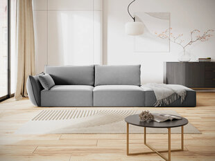 Velvet sofa Vanda (dešininė), 4 sėdimos vietos, pilka kaina ir informacija | Minkšti kampai | pigu.lt