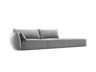 Velvet sofa Vanda (dešininė), 4 sėdimos vietos, pilka kaina ir informacija | Minkšti kampai | pigu.lt