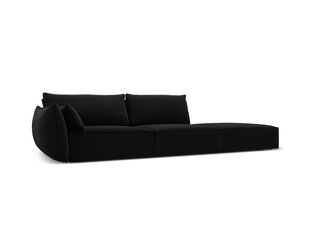 Velvet sofa Vanda (dešininė), 4 sėdimos vietos, juoda kaina ir informacija | Minkšti kampai | pigu.lt