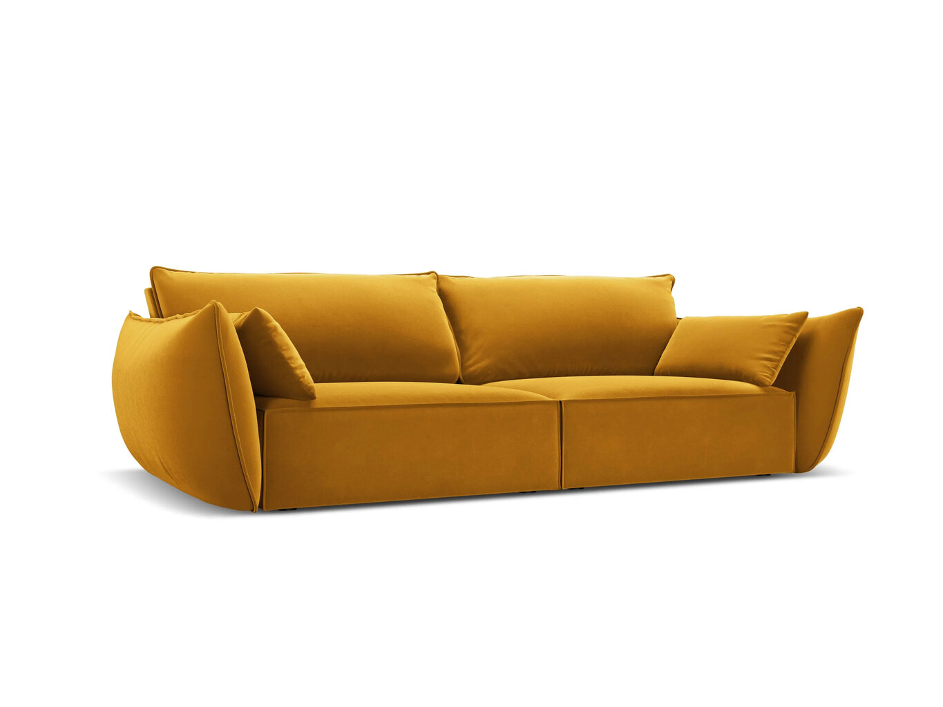 Velvet sofa Vanda, 3 sėdimos vietos, geltona kaina ir informacija | Sofos | pigu.lt