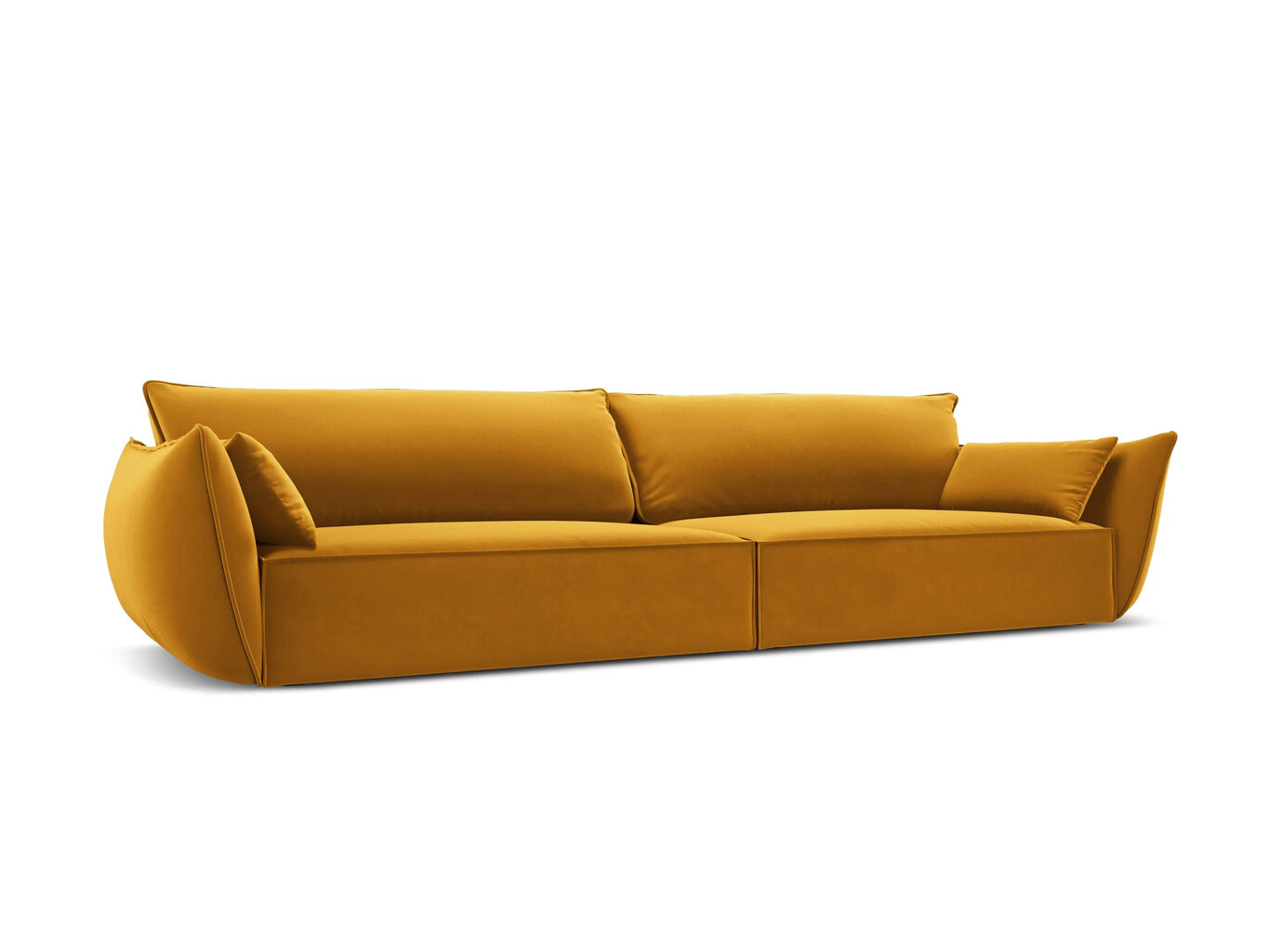 Velvet sofa Vanda, 4 sėdimos vietos, geltona kaina ir informacija | Sofos | pigu.lt