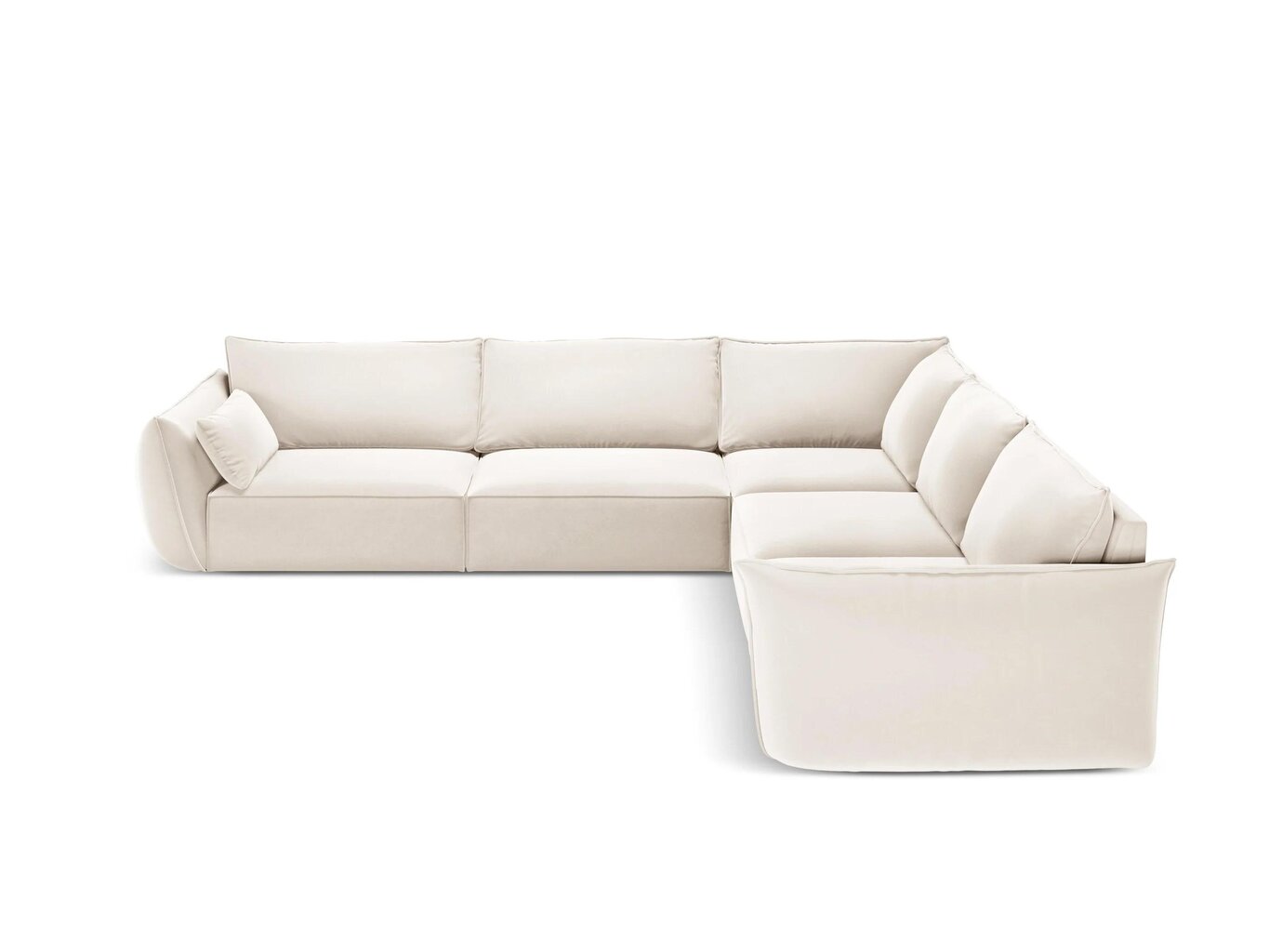 Simetrinė kampinė velvet sofa Vanda, 7 sėdimos vietos, šv. smėlio sp. цена и информация | Minkšti kampai | pigu.lt