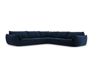 Simetrinė kampinė velvet sofa Vanda, 7 sėdimos vietos, tamsiai mėlyna kaina ir informacija | Minkšti kampai | pigu.lt