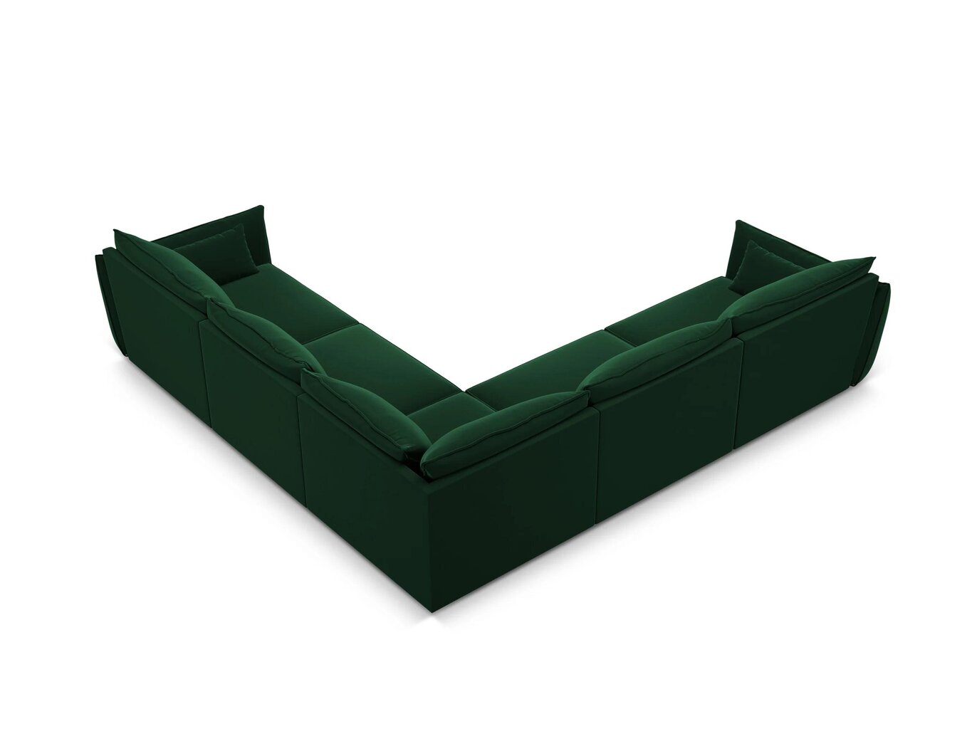 Simetrinė kampinė velvet sofa Vanda, 7 sėdimos vietos, žalio butelio sp. цена и информация | Minkšti kampai | pigu.lt