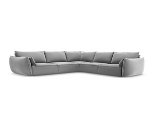 Simetrinė kampinė velvet sofa Vanda, 7 sėdimos vietos, pilka kaina ir informacija | Minkšti kampai | pigu.lt