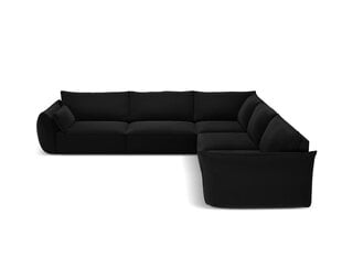 Симметричный угловой velvet диван Vanda, 7 мест, черный цвет цена и информация | Угловые диваны | pigu.lt