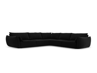 Simetrinė kampinė velvet sofa Vanda, 7 sėdimos vietos, juoda kaina ir informacija | Minkšti kampai | pigu.lt