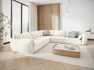 Simetrinė kampinė sofa Vanda, 7 sėdimos vietos, šv. smėlio sp. kaina ir informacija | Minkšti kampai | pigu.lt
