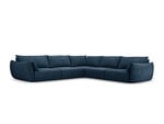 Simetrinė kampinė sofa Vanda, 7 sėdimos vietos, tamsiai mėlyna