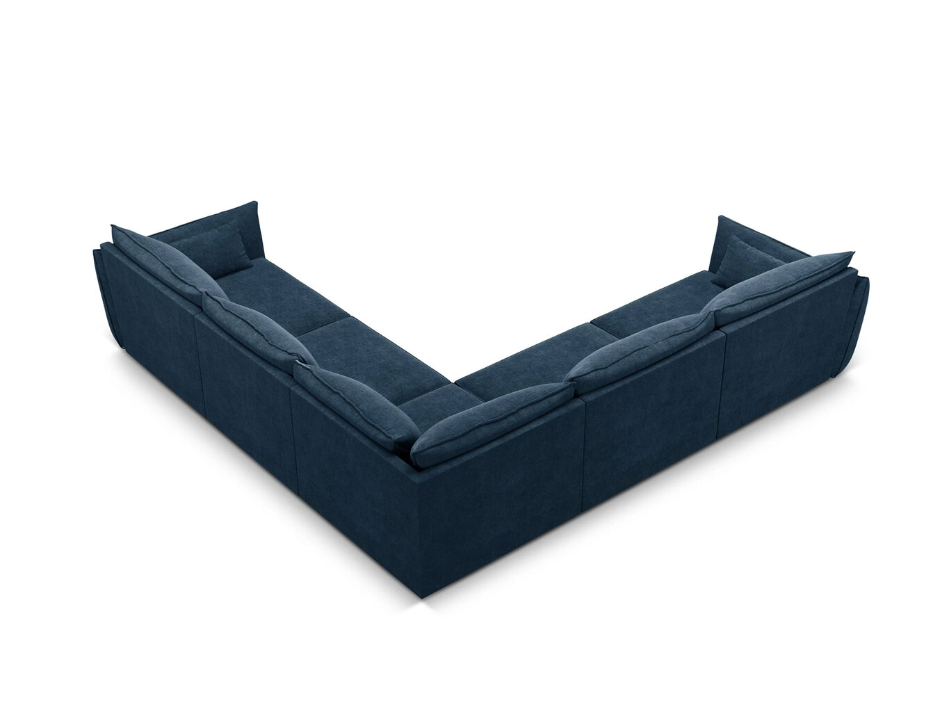 Simetrinė kampinė sofa Vanda, 7 sėdimos vietos, tamsiai mėlyna kaina ir informacija | Minkšti kampai | pigu.lt