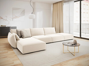 Kairinė kampinė velvet sofa Vanda, 5 sėdimos vietos, šv. smėlio sp. kaina ir informacija | Minkšti kampai | pigu.lt