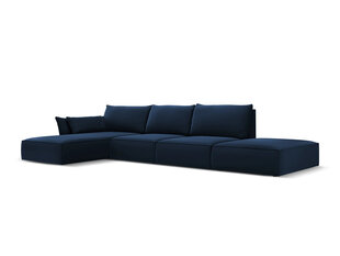 Kairinė kampinė velvet sofa Vanda, 5 sėdimos vietos, tamsiai mėlyna kaina ir informacija | Minkšti kampai | pigu.lt