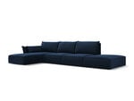 Kairinė kampinė velvet sofa Vanda, 5 sėdimos vietos, tamsiai mėlyna