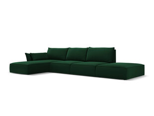 Kairinė kampinė velvet sofa Vanda, 5 sėdimos vietos, žalio butelio sp. kaina ir informacija | Minkšti kampai | pigu.lt