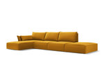 Kairinė kampinė velvet sofa Vanda, 5 sėdimos vietos, geltona