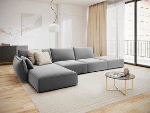 Левый угловой velvet диван Vanda, 5 мест, серый цвет цена и информация | Угловые диваны | pigu.lt