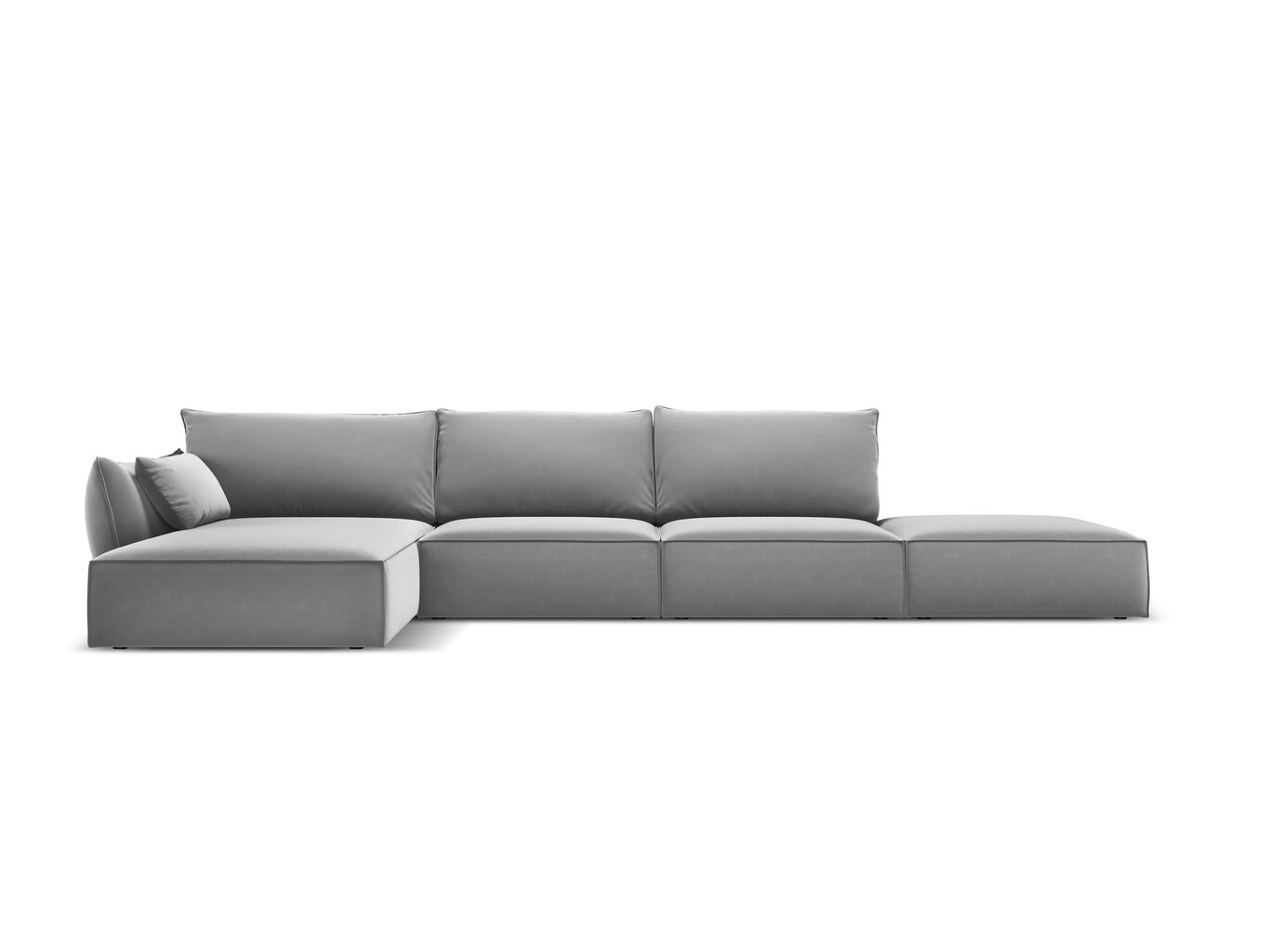 Kairinė kampinė velvet sofa Vanda, 5 sėdimos vietos, pilka kaina ir informacija | Minkšti kampai | pigu.lt