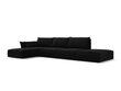 Kairinė kampinė velvet sofa Vanda, 5 sėdimos vietos, juoda kaina ir informacija | Minkšti kampai | pigu.lt